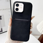 Capa de Telefone com Textura de Pele de Carneiro e Slot para Cartões, para iPhone 12 / 12 Pro, para iPhone 12 Pro Max