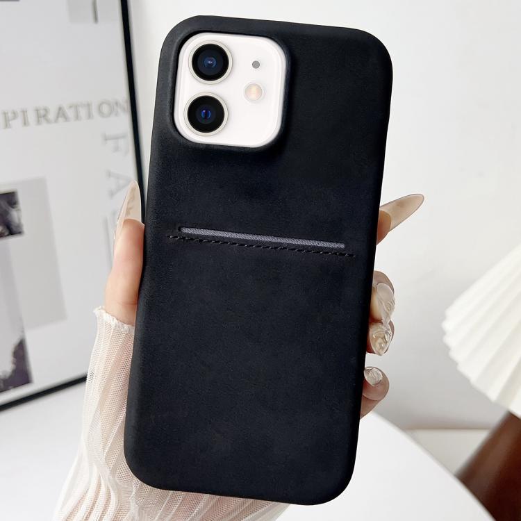 Capa de Telefone com Textura de Pele de Carneiro e Slot para Cartões, para iPhone 12 / 12 Pro, para iPhone 12 Pro Max