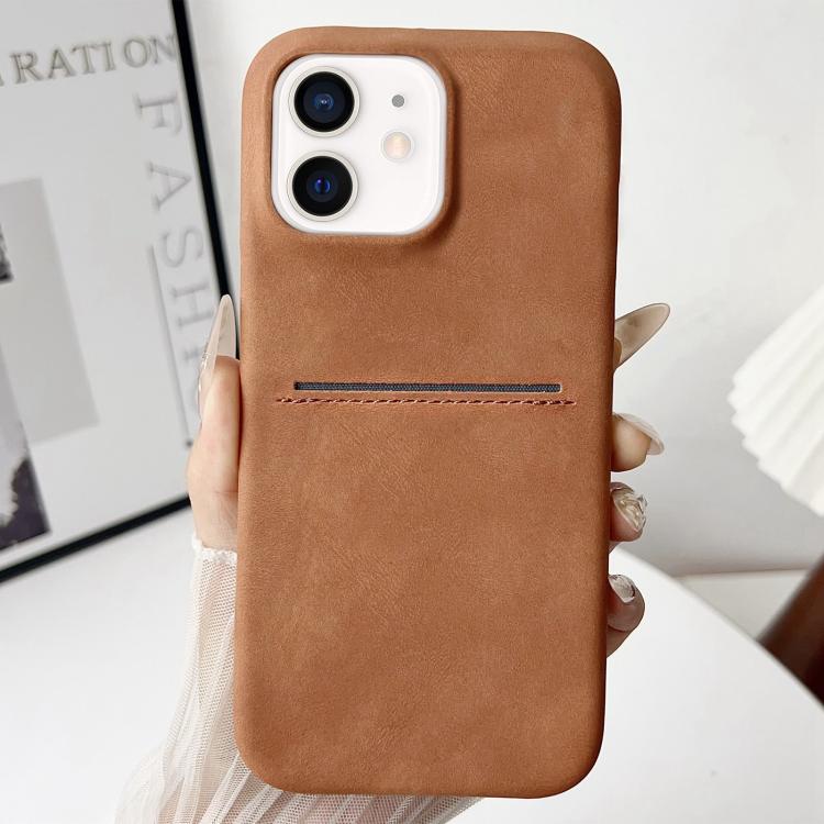 Capa de Telefone com Textura de Pele de Carneiro e Slot para Cartões, para iPhone 12 / 12 Pro, para iPhone 12 Pro Max