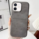 Capa de Telefone com Textura de Pele de Carneiro e Slot para Cartões, para iPhone 12 / 12 Pro, para iPhone 12 Pro Max
