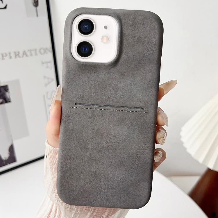 Capa de Telefone com Textura de Pele de Carneiro e Slot para Cartões, para iPhone 12 / 12 Pro, para iPhone 12 Pro Max