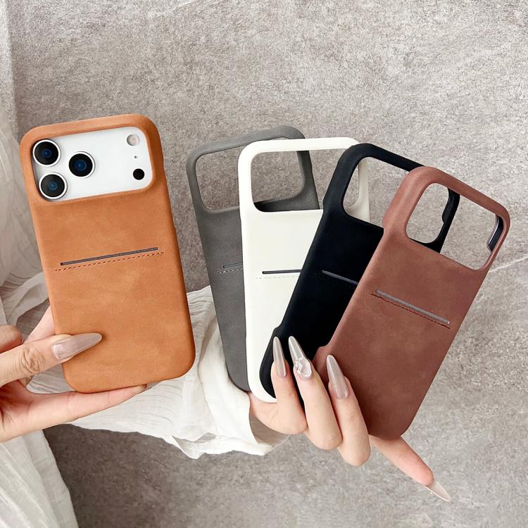 Capa de Telefone com Textura de Pele de Carneiro e Slot para Cartões, para iPhone 12 / 12 Pro, para iPhone 12 Pro Max