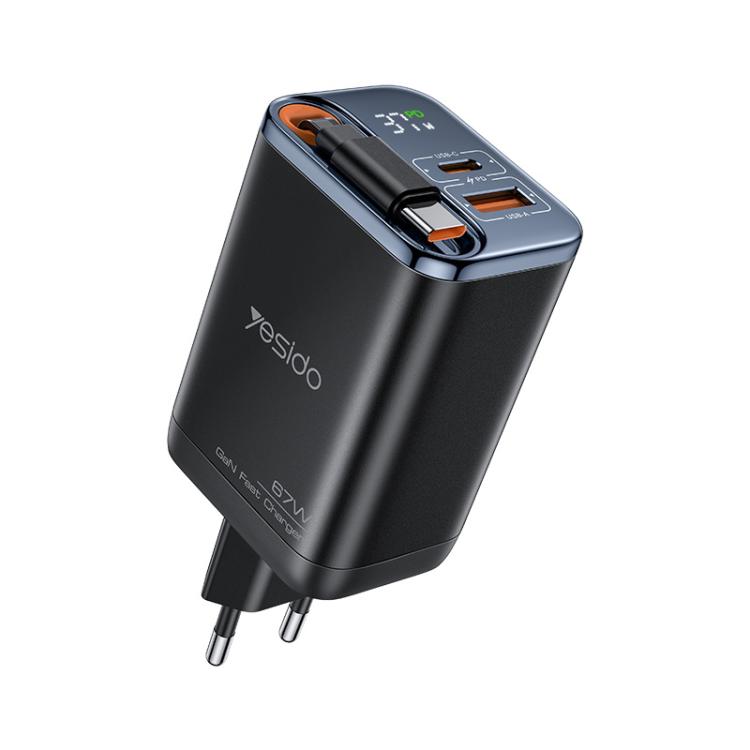 Carregador Rápido Yesido YC100 67W com Cabo Telescópico Type-C, YC100