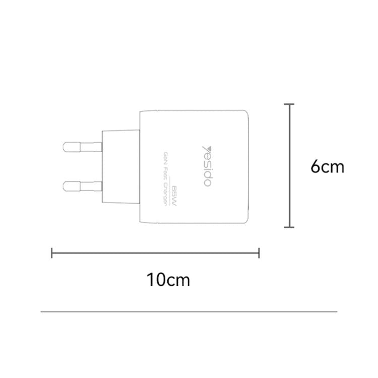 Yesido YC144 Carregador Rápido de Três Portas 65W, YC144