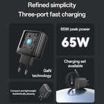 Yesido YC144 Carregador Rápido de Três Portas 65W, YC144