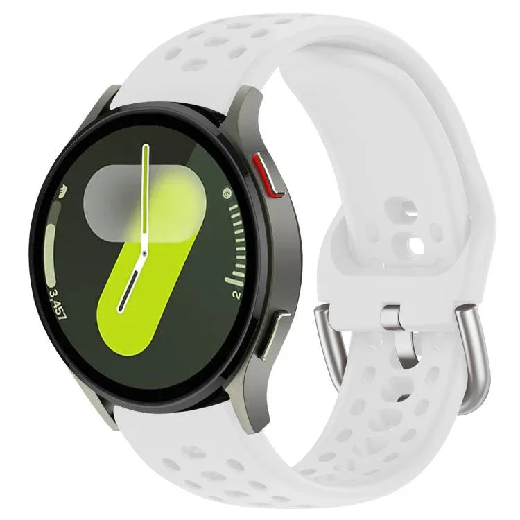 Pulseira de Relógio Desportiva em Silicone com Fecho Prateado, Para Samsung Galaxy Watch 7 / 6 / 5 / FE