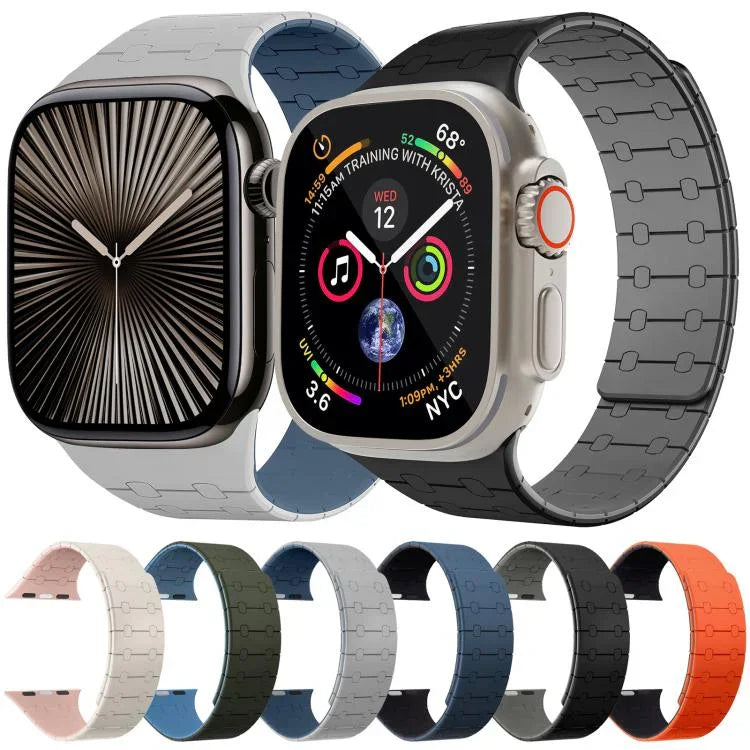 Pulseira de Relógio em Silicone com Cores Contrastantes e Fecho Magnético xDfind, Para Apple Watch 42 / 44 / 45 / 46 / 49mm, Para Apple Watch 38 / 40 / 41 / S10 42mm