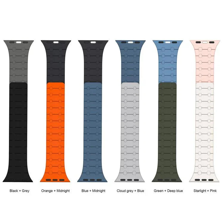 Pulseira de Relógio em Silicone com Cores Contrastantes e Fecho Magnético xDfind, Para Apple Watch 42 / 44 / 45 / 46 / 49mm, Para Apple Watch 38 / 40 / 41 / S10 42mm