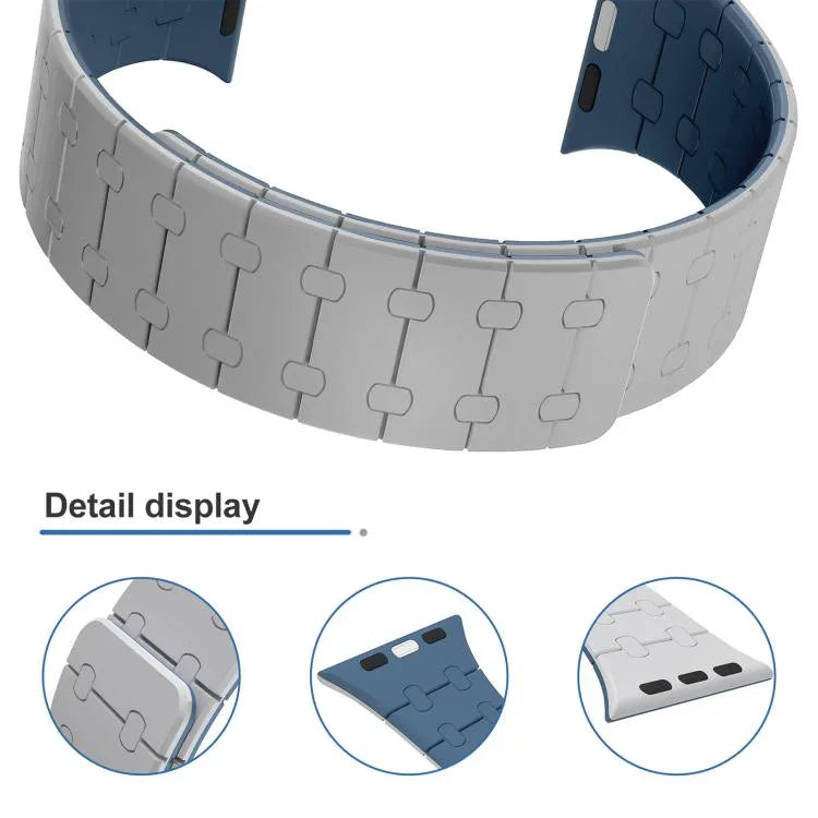 Pulseira de Relógio em Silicone com Cores Contrastantes e Fecho Magnético xDfind, Para Apple Watch 42 / 44 / 45 / 46 / 49mm, Para Apple Watch 38 / 40 / 41 / S10 42mm