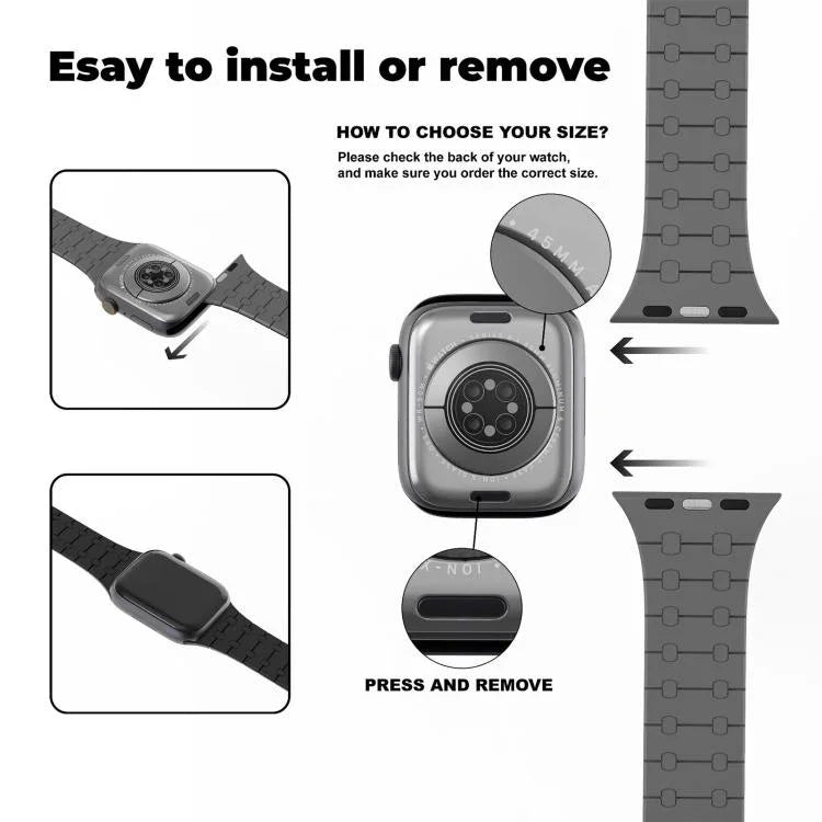 Pulseira de Relógio em Silicone com Cores Contrastantes e Fecho Magnético xDfind, Para Apple Watch 42 / 44 / 45 / 46 / 49mm, Para Apple Watch 38 / 40 / 41 / S10 42mm
