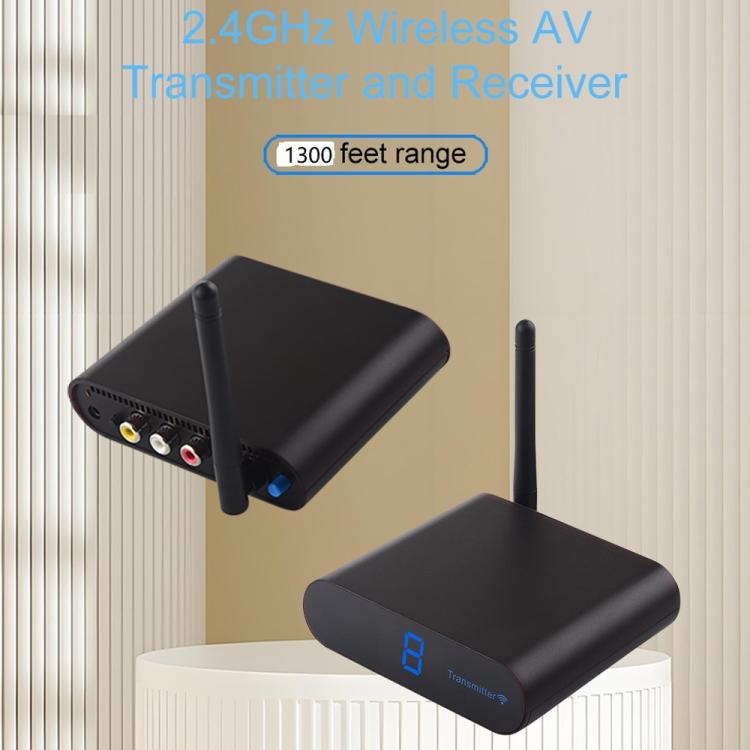 Measy AV240 Transmissor e Recetor de Áudio/Vídeo Sem Fios 2.4GHz com Função de Retorno Infravermelho, Distância: 400m, AV240 Preto