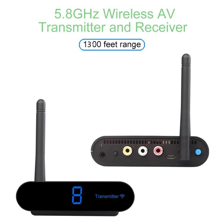Measy AV540 Transmissor e Recetor de Áudio/Vídeo Sem Fios 5.8GHz com Função de Retorno Infravermelho, Distância: 400m, AV540 Preto