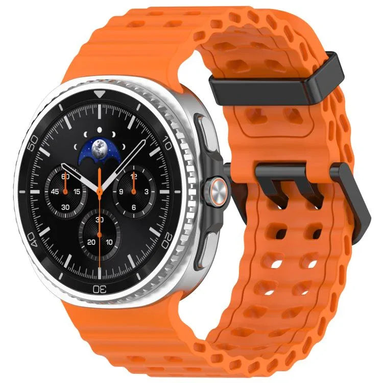 Pulseira de Relógio em Silicone com Fecho Preto e Cor Sólida Oceano com Dupla Fileira de Furos, Para Samsung Galaxy Watch8 / 8 Classic