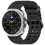 xDfind Black Buckle Ocean Solid Color Dual-row Hole Silicone Watch Band, For Samsung Galaxy Watch8 / 8 Classic