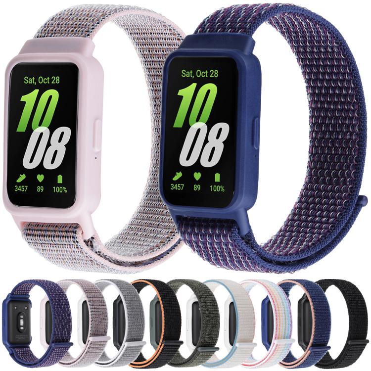 Pulseira de Relógio em Nylon com Fecho de Gancho e Argola Integrado ao Quadro do Relógio, Para Samsung Galaxy Fit 3