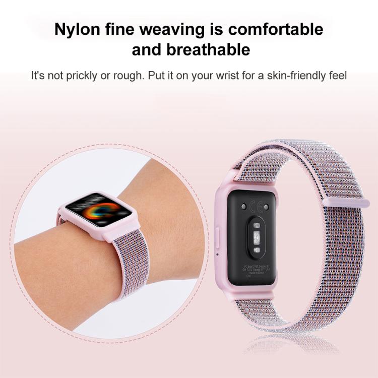 Pulseira de Relógio em Nylon com Fecho de Gancho e Argola Integrado ao Quadro do Relógio, Para Samsung Galaxy Fit 3