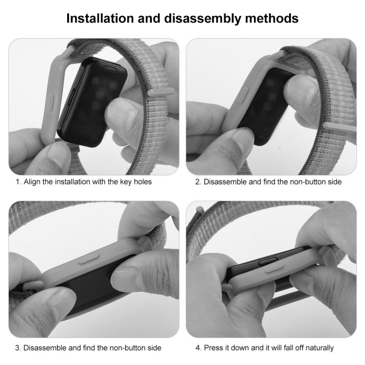 Pulseira de Relógio em Nylon com Fecho de Gancho e Argola Integrado ao Quadro do Relógio, Para Samsung Galaxy Fit 3