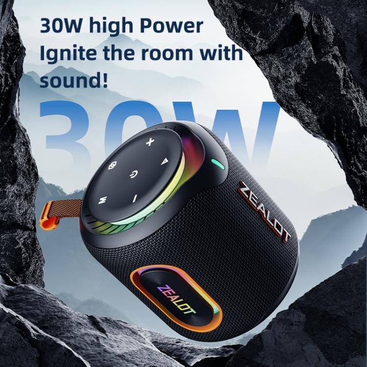 Zealot M1 Coluna Bluetooth Estéreo RGB Portátil 30W IPX6 para Exterior