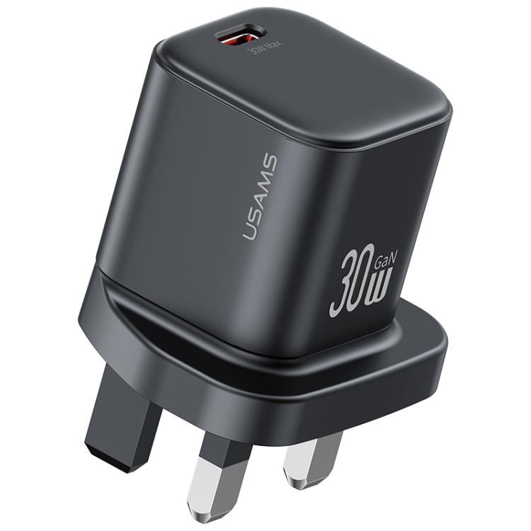 USAMS CC276 Carregador Rápido Mini 30W GaN USB-C / Tipo-C, Ficha Reino Unido