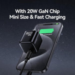 USAMS CC267 Carregador Rápido Mini 20W GaN USB-C / Tipo-C, Ficha EUA