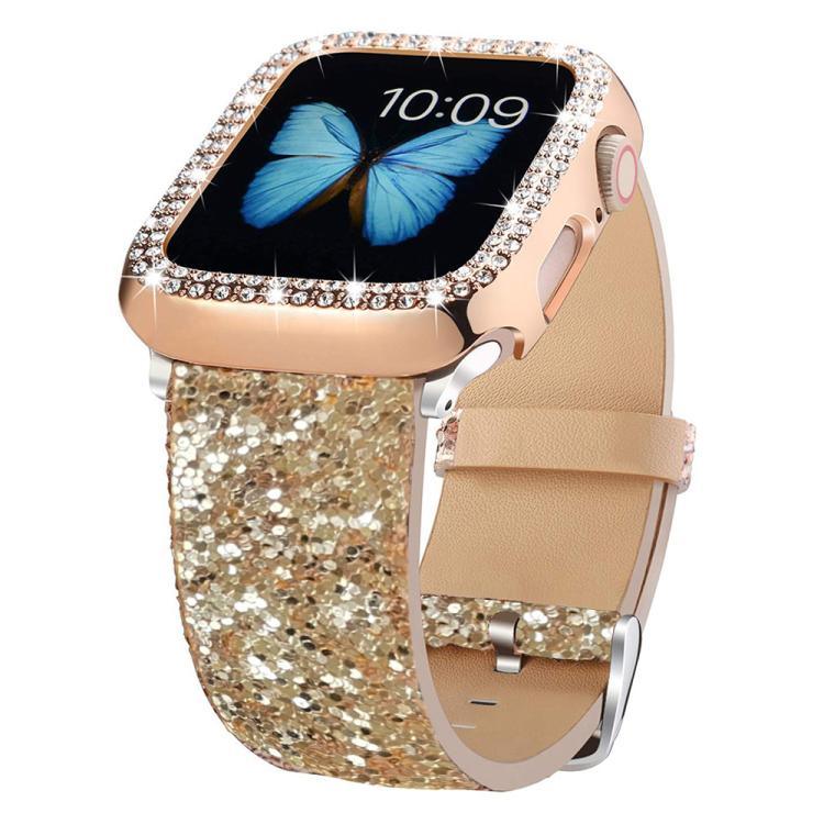 Pulseira de Relógio em Pele com Lantejoulas Brilhantes xDfind, Para Apple Watch 42 / 44 / 45 / 46 / 49mm, Para Apple Watch 38 / 40 / 41 / S10 42mm
