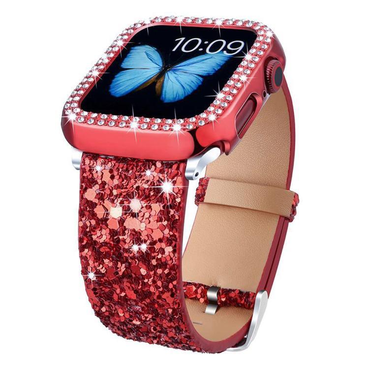 Pulseira de Relógio em Pele com Lantejoulas Brilhantes xDfind, Para Apple Watch 42 / 44 / 45 / 46 / 49mm, Para Apple Watch 38 / 40 / 41 / S10 42mm