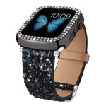 Pulseira de Relógio em Pele com Lantejoulas Brilhantes xDfind, Para Apple Watch 42 / 44 / 45 / 46 / 49mm, Para Apple Watch 38 / 40 / 41 / S10 42mm