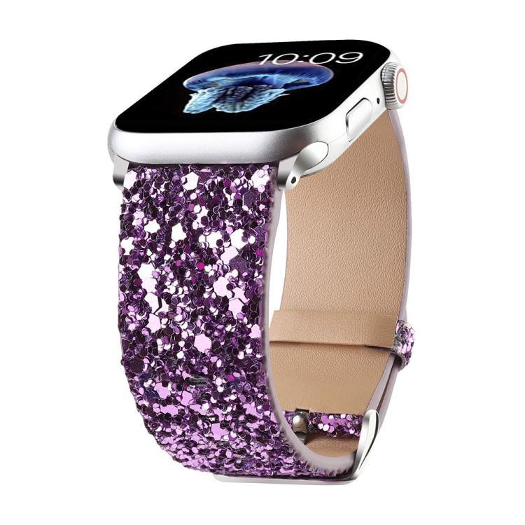 Pulseira de Relógio em Pele com Lantejoulas Brilhantes xDfind, Para Apple Watch 42 / 44 / 45 / 46 / 49mm, Para Apple Watch 38 / 40 / 41 / S10 42mm