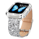 Pulseira de Relógio em Pele com Lantejoulas Brilhantes xDfind, Para Apple Watch 42 / 44 / 45 / 46 / 49mm, Para Apple Watch 38 / 40 / 41 / S10 42mm
