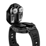 D13 Relógio Inteligente com Auricular Bluetooth 2 em 1 para Chamadas, Suporta Chamadas Bluetooth / NFC / Monitorização de Saúde, Pulseira de Silicone, Pulseira de Aço com 3 Contas, Pulseira Milanesa de Aço