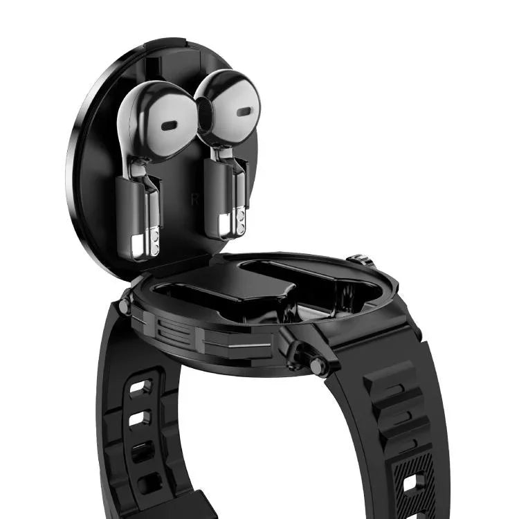 D13 Relógio Inteligente com Auricular Bluetooth 2 em 1 para Chamadas, Suporta Chamadas Bluetooth / NFC / Monitorização de Saúde, Pulseira de Silicone, Pulseira de Aço com 3 Contas, Pulseira Milanesa de Aço