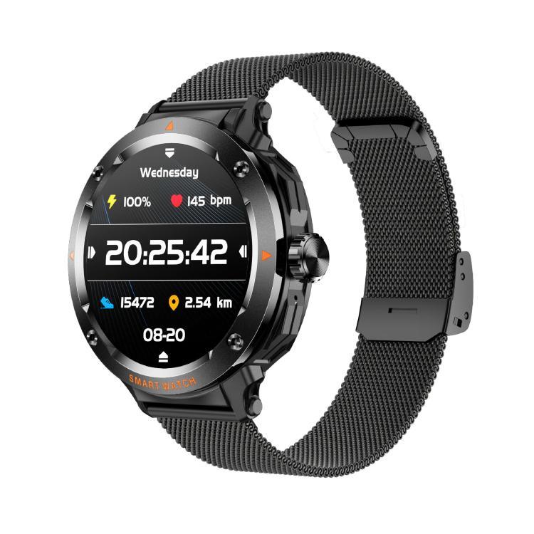 D13 Relógio Inteligente com Auricular Bluetooth 2 em 1 para Chamadas, Suporta Chamadas Bluetooth / NFC / Monitorização de Saúde, Pulseira de Silicone, Pulseira de Aço com 3 Contas, Pulseira Milanesa de Aço