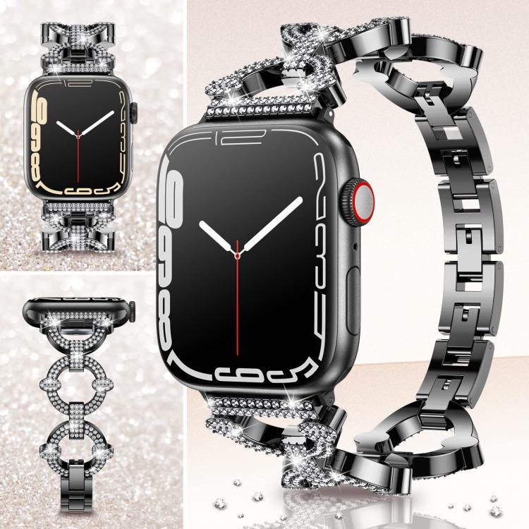 Pulseira de Relógio Metálica com Diamantes em Forma de O xDfind, Para Apple Watch 42 / 44 / 45 / 46 / 49mm, Para Apple Watch 38 / 40 / 41 / S10 42mm