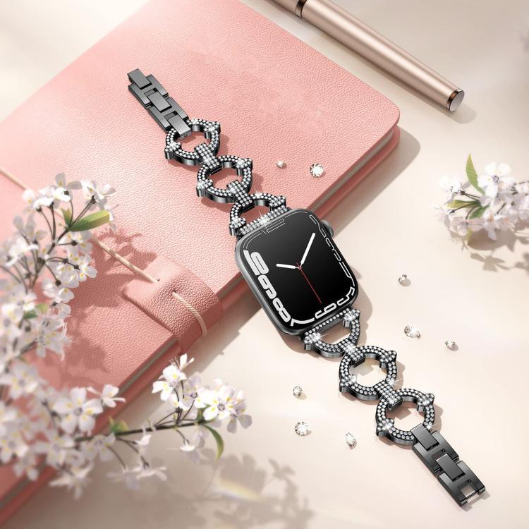 Pulseira de Relógio Metálica com Diamantes em Forma de O xDfind, Para Apple Watch 42 / 44 / 45 / 46 / 49mm, Para Apple Watch 38 / 40 / 41 / S10 42mm