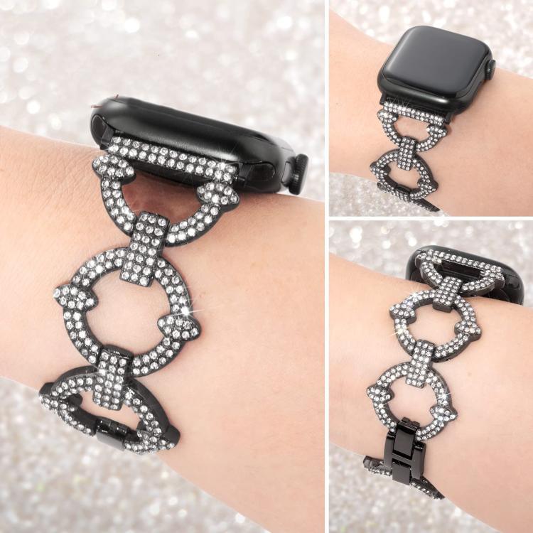 Pulseira de Relógio Metálica com Diamantes em Forma de O xDfind, Para Apple Watch 42 / 44 / 45 / 46 / 49mm, Para Apple Watch 38 / 40 / 41 / S10 42mm