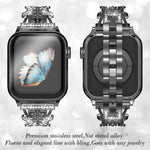 Pulseira de Relógio Metálica com Diamantes em Forma de Borboleta xDfind, Para Apple Watch 42 / 44 / 45 / 46 / 49mm, Para Apple Watch 38 / 40 / 41 / S10 42mm