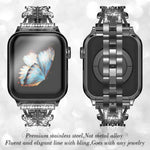 Pulseira de Relógio Metálica com Diamantes em Forma de Borboleta xDfind, Para Apple Watch 42 / 44 / 45 / 46 / 49mm, Para Apple Watch 38 / 40 / 41 / S10 42mm