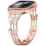 Pulseira de Relógio Metálica com Diamantes em Forma de Borboleta xDfind, Para Apple Watch 42 / 44 / 45 / 46 / 49mm, Para Apple Watch 38 / 40 / 41 / S10 42mm