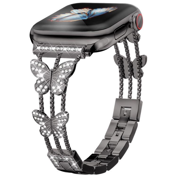 Pulseira de Relógio Metálica com Diamantes em Forma de Borboleta xDfind, Para Apple Watch 42 / 44 / 45 / 46 / 49mm, Para Apple Watch 38 / 40 / 41 / S10 42mm
