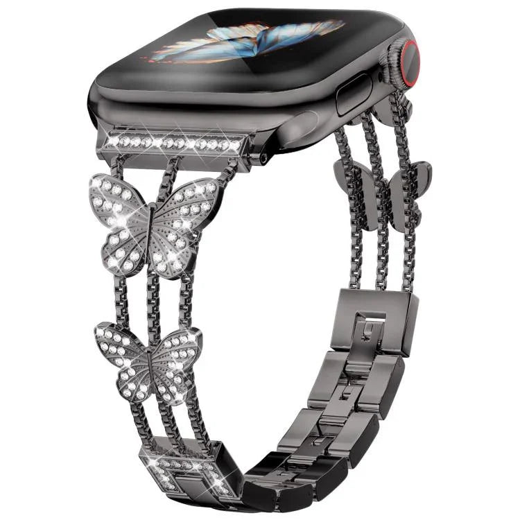 Pulseira de Relógio Metálica com Diamantes em Forma de Borboleta xDfind, Para Apple Watch 42 / 44 / 45 / 46 / 49mm, Para Apple Watch 38 / 40 / 41 / S10 42mm