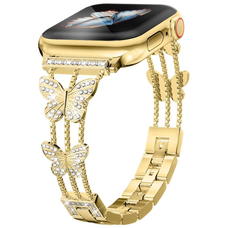Pulseira de Relógio Metálica com Diamantes em Forma de Borboleta xDfind, Para Apple Watch 42 / 44 / 45 / 46 / 49mm, Para Apple Watch 38 / 40 / 41 / S10 42mm