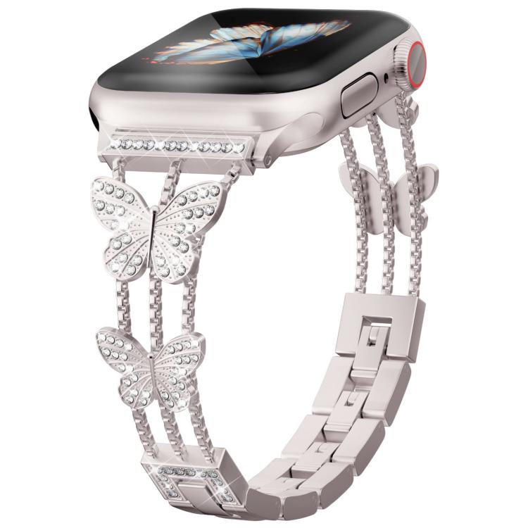 Pulseira de Relógio Metálica com Diamantes em Forma de Borboleta xDfind, Para Apple Watch 42 / 44 / 45 / 46 / 49mm, Para Apple Watch 38 / 40 / 41 / S10 42mm