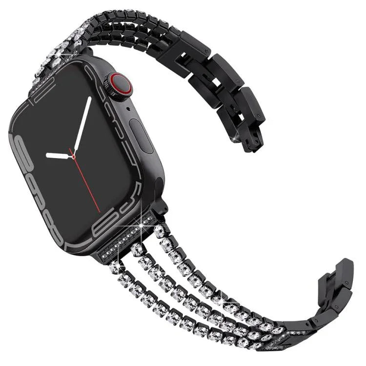 Pulseira de Relógio Metálica com Três Diamantes xDfind, Para Apple Watch 42 / 44 / 45 / 46 / 49mm, Para Apple Watch 38 / 40 / 41 / S10 42mm