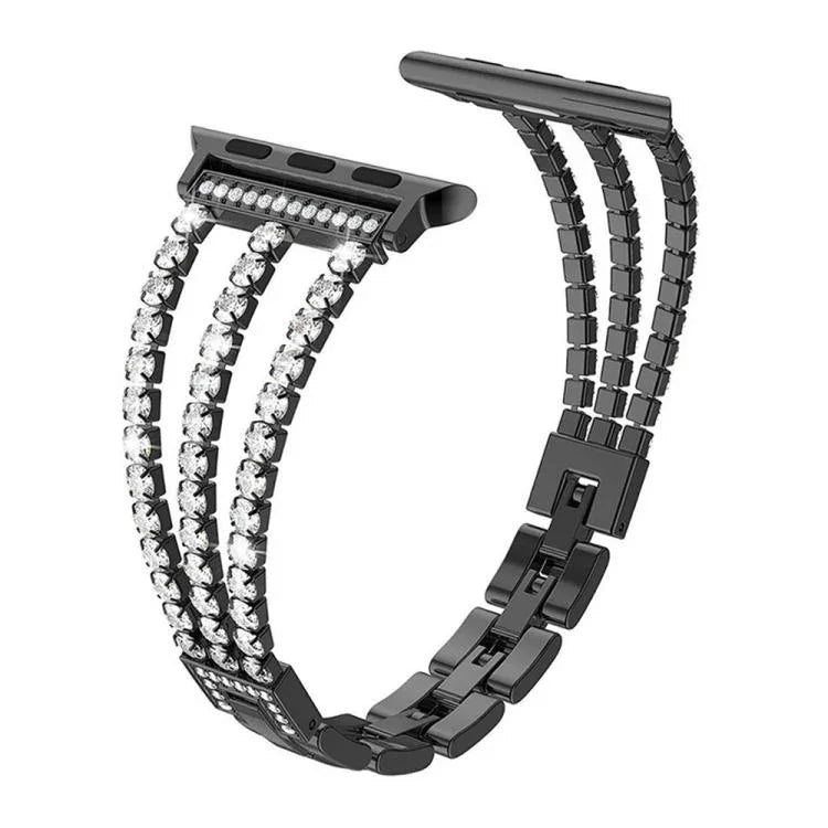 Pulseira de Relógio Metálica com Três Diamantes xDfind, Para Apple Watch 42 / 44 / 45 / 46 / 49mm, Para Apple Watch 38 / 40 / 41 / S10 42mm