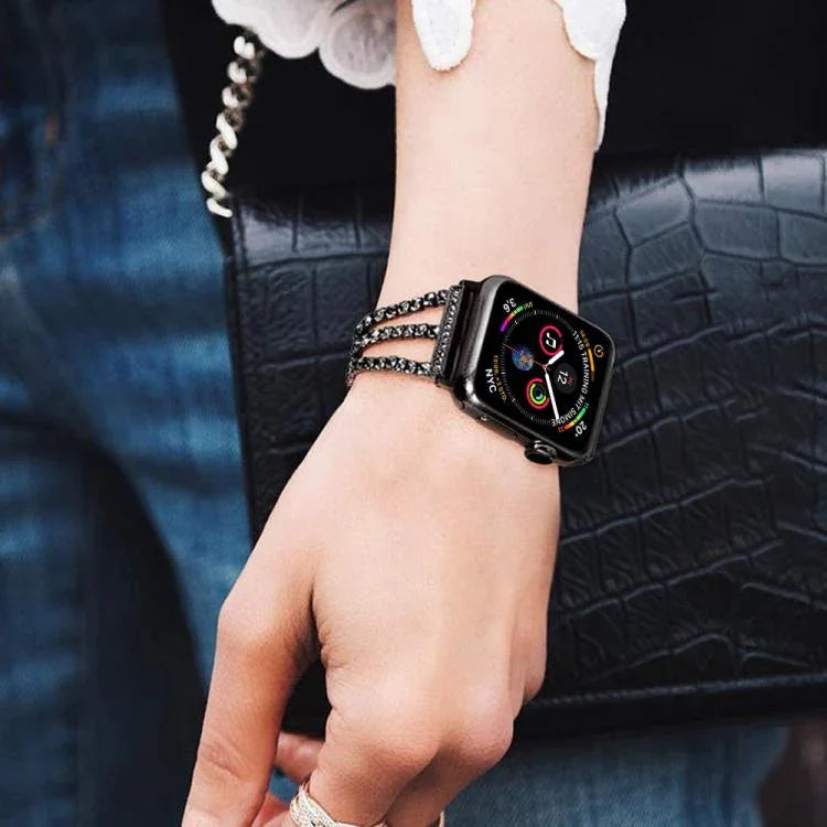 Pulseira de Relógio Metálica com Três Diamantes xDfind, Para Apple Watch 42 / 44 / 45 / 46 / 49mm, Para Apple Watch 38 / 40 / 41 / S10 42mm