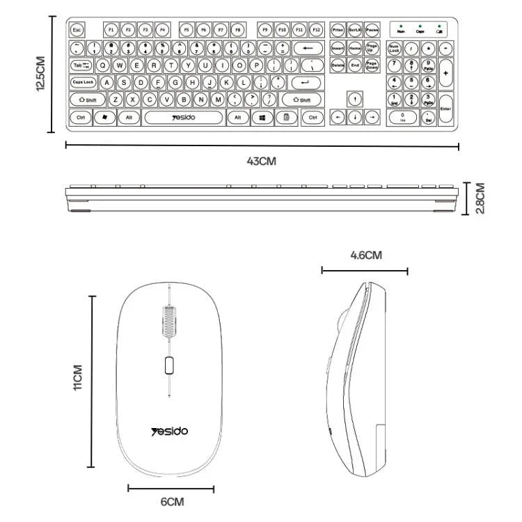 Conjunto Teclado e Rato Sem Fios 2.4G para Negócios Yesido KB42, Versão Árabe, Versão Inglesa