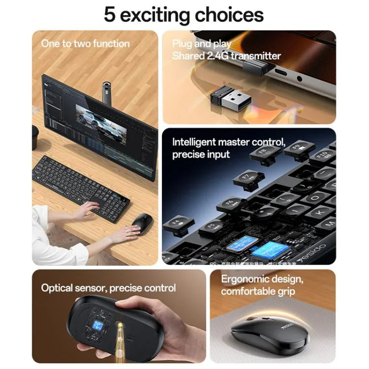Conjunto Teclado e Rato Sem Fios 2.4G para Negócios Yesido KB42, Versão Árabe, Versão Inglesa