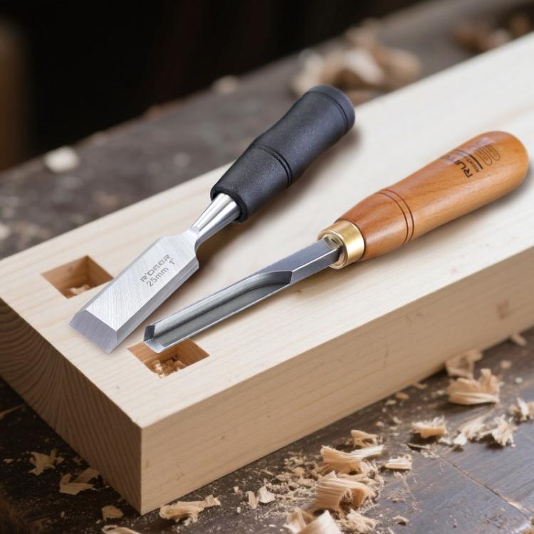 RUITOOL Knockable Through Handle Woodworking Chisel Slotting Chisel Carving Tool, Right Angle Chisel, Right Angle+Flat Chisel