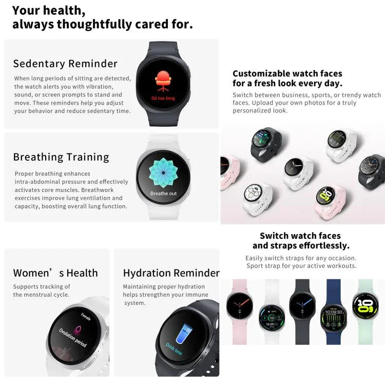 Relógio inteligente desportivo HD8 mini 1,29 polegadas BT5.4, suporta chamadas Bluetooth / Sono / Oxigénio no sangue / Frequência cardíaca / Monitor de pressão arterial