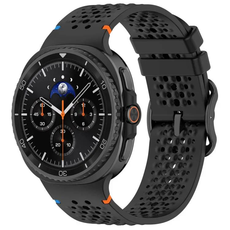 Pulseira de Relógio em Silicone Respirável com Fecho Preto em Escada e Padrão de Colmeia, Para Samsung Galaxy Watch8 / Watch8 Classic
